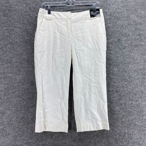 New New York & Company Cropped Pants Women 4 White Low Rise Stretch Straight
